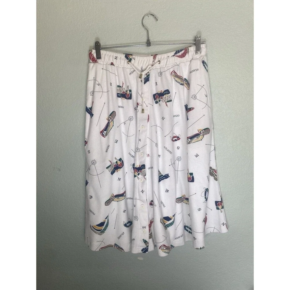 90s White Stag Nautical Midi Skirt Coquette Coastal Grandma Medium Novelty VTG
